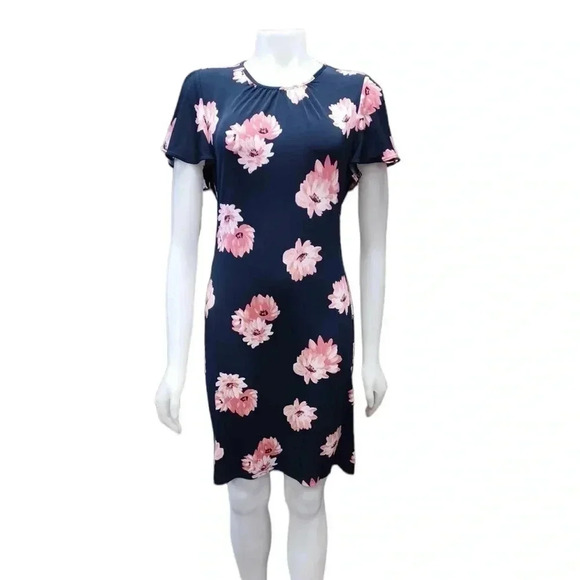 Tommy Hilfiger Floral  Mini Flutter Sleeve Blue & Pink Dress Size 6 - Picture 1 of 10